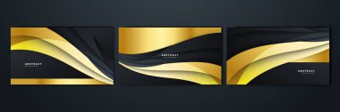 set of elegant luxury black and gold abstract design background