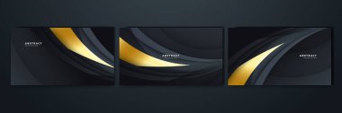 set of elegant luxury black and gold abstract design background