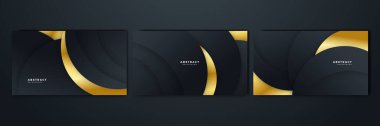 set of elegant luxury black and gold abstract design background