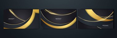 set of elegant luxury black and gold abstract design background
