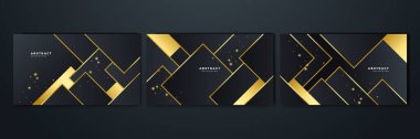 set of elegant luxury black and gold abstract design background