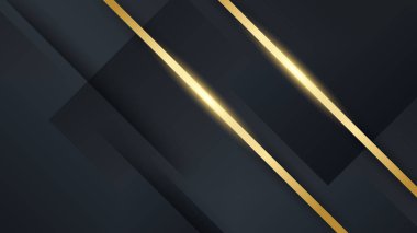 Abstract minimal black background with gold lines