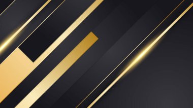 Abstract minimal black background with gold lines