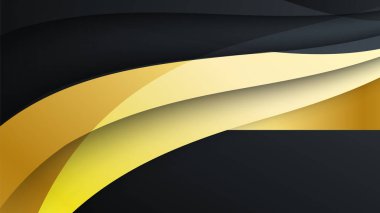 Abstract luxury black and gold background with waves
