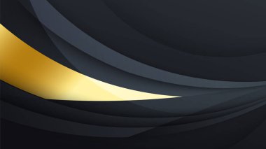 Abstract luxury black and gold background with waves