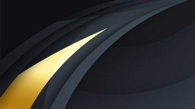 Abstract luxury black and gold background with waves