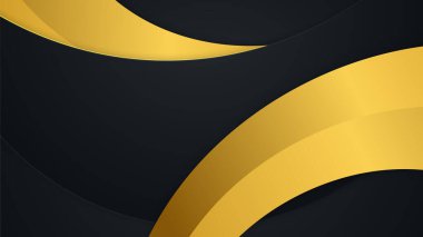 Abstract luxury black and gold background with waves