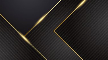 Abstract minimal black background with gold lines