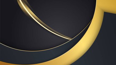 Abstract luxury black and gold background with waves