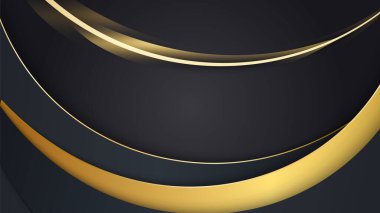 Abstract luxury black and gold background with waves