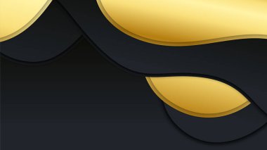 Abstract luxury black and gold background with waves