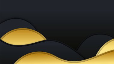 Abstract luxury black and gold background with waves