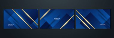 Abstract luxury dark blue background with golden lines