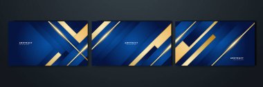 Abstract luxury dark blue background with golden lines
