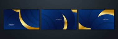 Abstract luxury dark blue background with golden lines