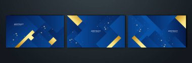Abstract luxury dark blue background with golden lines