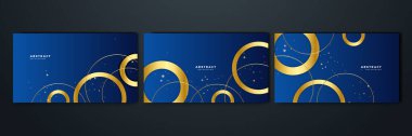 Abstract luxury dark blue background with golden lines
