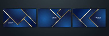 Abstract luxury dark blue background with golden lines