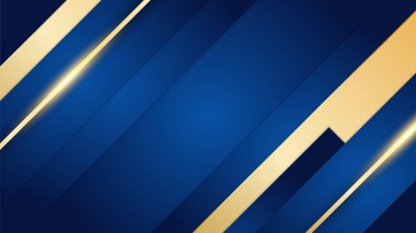 Abstract luxury dark blue background with golden lines