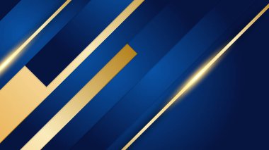 Abstract luxury dark blue background with golden lines