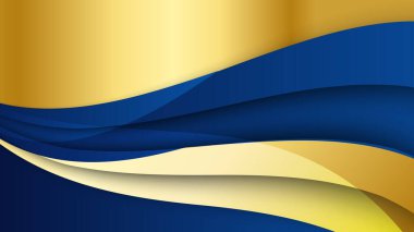 Abstract luxury dark blue background with golden lines