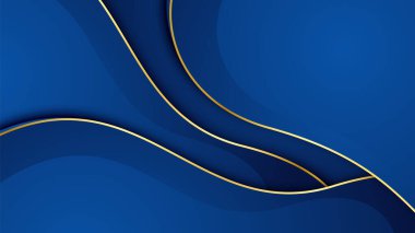 Abstract luxury dark blue background with golden lines