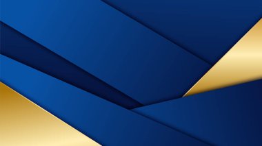 Abstract luxury dark blue background with golden lines