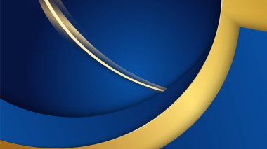 Abstract luxury dark blue background with golden lines