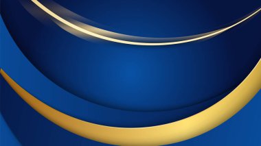 Abstract luxury dark blue background with golden lines