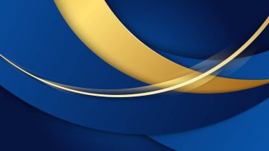 Abstract luxury dark blue background with golden lines