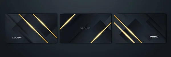 Set Elegant Luxury Black Gold Abstract Design Background — Stockový vektor