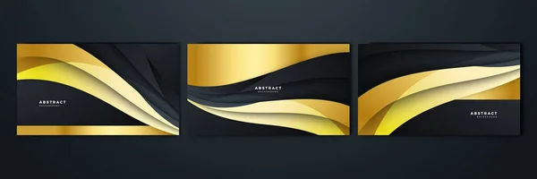 Set Elegant Luxury Black Gold Abstract Design Background — ストックベクタ
