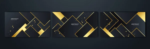 Set Elegant Luxury Black Gold Abstract Design Background — 图库矢量图片