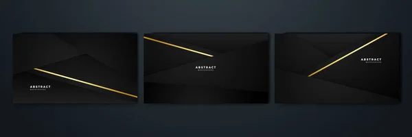 Set Elegant Luxury Black Gold Abstract Design Background — Vector de stock