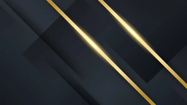 Abstract Minimal Black Background Gold Lines — Stok Vektör