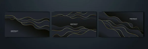 Set Elegant Luxury Black Gold Abstract Design Background — Image vectorielle