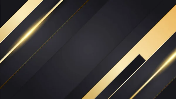 Abstract Minimal Black Background Gold Lines — Vetor de Stock