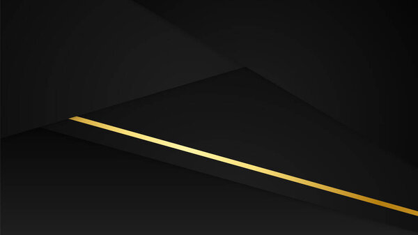 Абстрактный минимальный черный фон с золотыми линиями