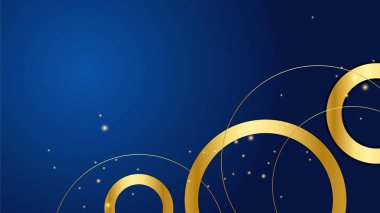 Abstract luxury dark blue background with golden lines