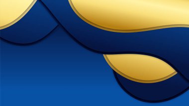 Abstract luxury dark blue background with golden lines
