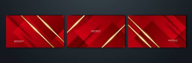 Set of abstract luxury elegant red and gold background
