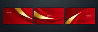 Set of abstract luxury elegant red and gold background