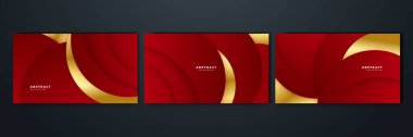 Set of abstract luxury elegant red and gold background