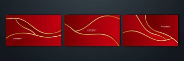 Set of abstract luxury elegant red and gold background
