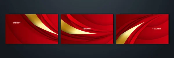 Set Abstract Luxury Elegant Red Gold Background — ストックベクタ