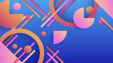 Abstract blue background with neon gradient of pink and orange yellow. Vector illustration