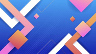 Abstract blue background with neon gradient of pink and orange yellow. Abstract geometric shapes. Vector illustration