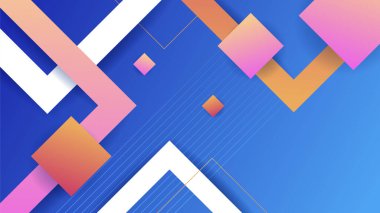 Abstract blue background with neon gradient of pink and orange yellow. Design for presentation, banner, poster, template and flyer. Vector illustration