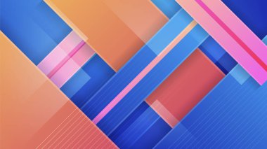 Abstract blue background with neon gradient of pink and orange yellow. Vector illustration