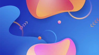 Abstract blue background with neon gradient of pink and orange yellow. Vector illustration